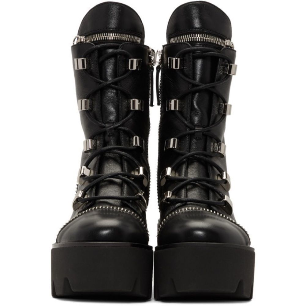 Giuseppe Zanotti Black Leather Combat Boots